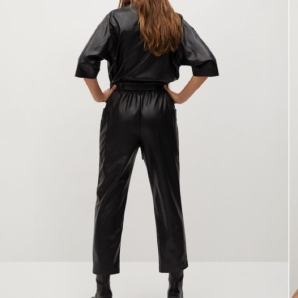 Mango MNG Play Suit Leather Tie Waist Jumpsuit in Black size L - Picture 16 of 16